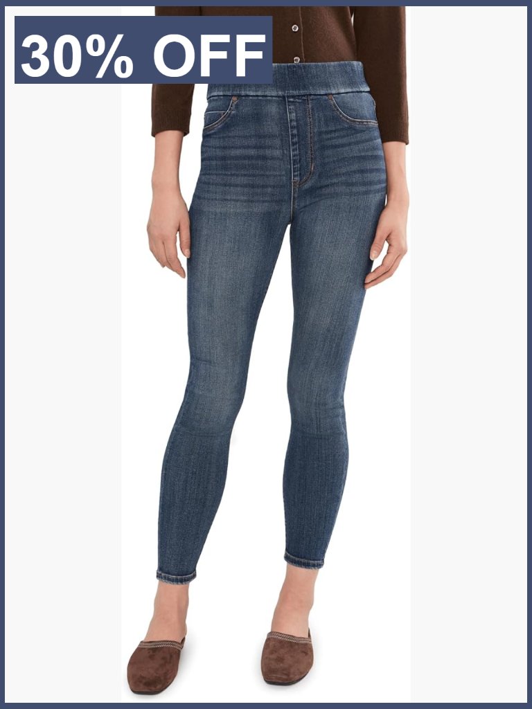 High-Rise Pull-On Ankle Skinny Jeans - Cotton Blend Stretch